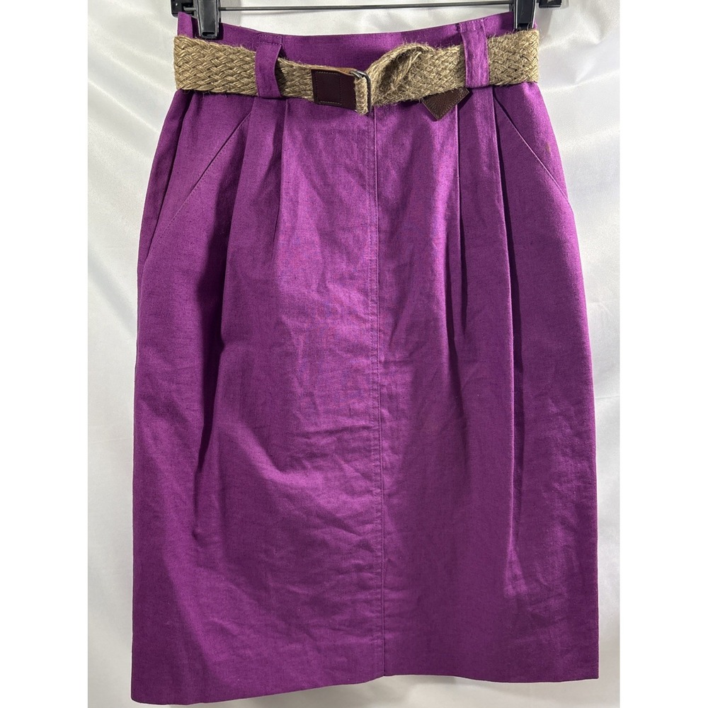 Vintage David Brooks Magenta Purple High‎ Waisted Pleated Pencil Skirt 6